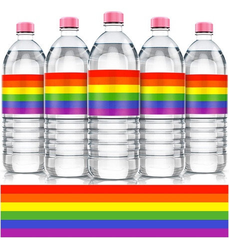 200 Etiquetas Para Botellas De Agua De Arcoiris Del Dia Gay,