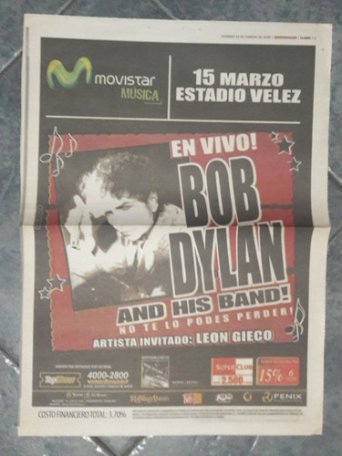 Propaganda Advert Original Bob Dylan Estadio Velez