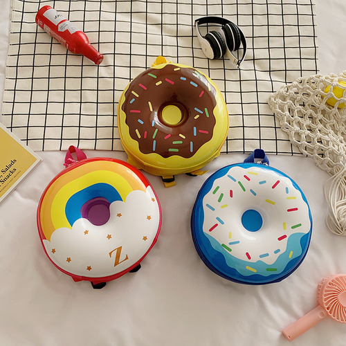 Mochila Escolar Unisex De Pvc De Color Amarillo Donut Para N