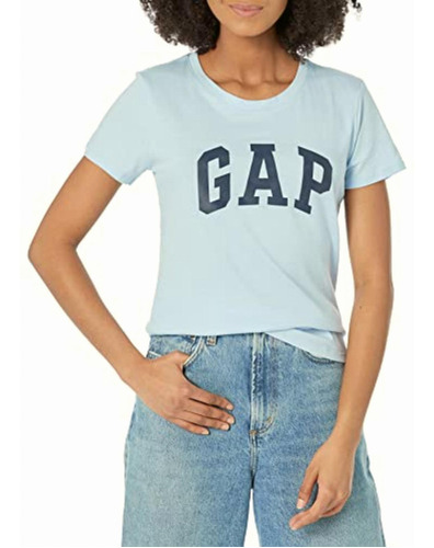 Gap Playera Clásica Con Logotipo Para Mujer, Light Blue