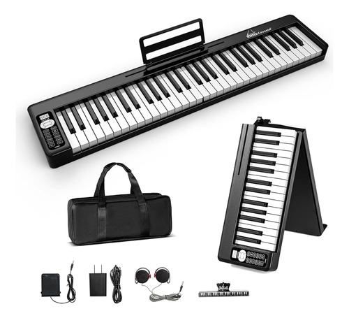 Cossain Piano Keyboard 61 Teclas, Piano Digital Plegable Con