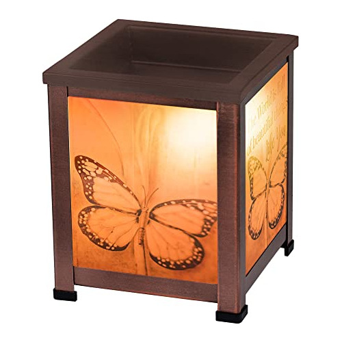 Elanze Designs Mundo Hermoso Tono Cobre Metal Cera Eléctrica