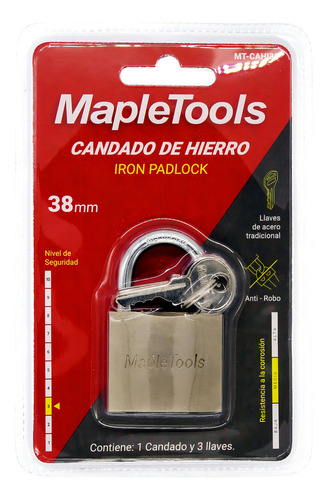 5 Candados De Hierro 38 Mm Maple Tools. Color Gris