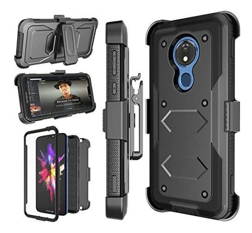 Funda Njjex Para Moto G7 Power/e5 Plus - Resistente -negro.