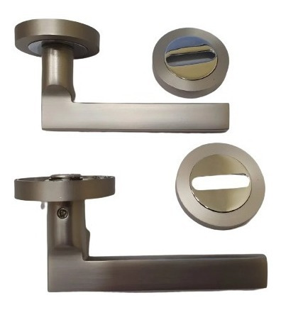 Imagen 4 de 6 de Picaporte Manija Doble Escorpio 1087 Color Acero Combinado