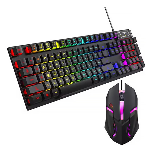 Kit Teclado E Mouse Gamer Led Rgb Com Fio Usb Anti-ghosting