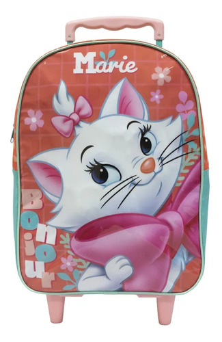 Mochila De Rodinhas M Infantil Escolar Gata Marie Xeryus Cor Rosa