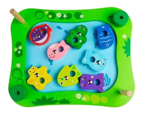 Imagen 3 de 7 de Juego De Pesca Magnetico Madera Con Dado Acool Ac7685 Full