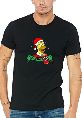 Polera Estampada Con Diseño Homero Simpsons Duff Navidad