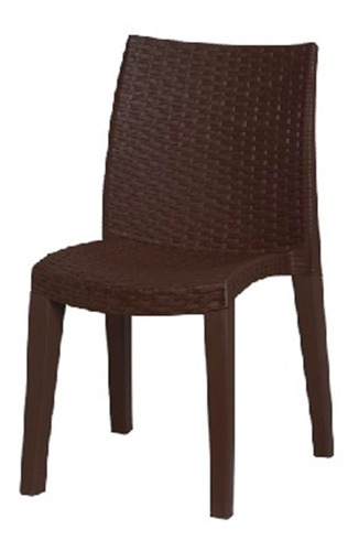 Silla Plástico Imitación Rattan Café