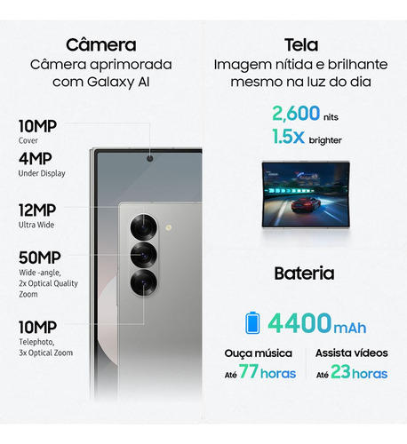 Samsung Galaxy Z Fold6 - Cinza - 512 GB - 12 GB