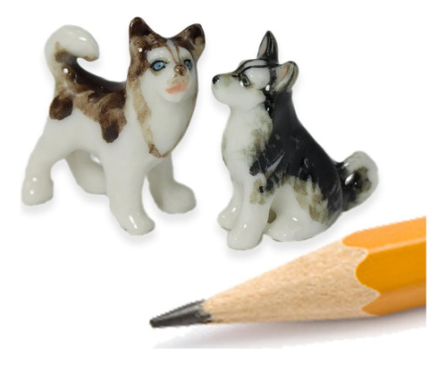 Witnystore Juego De 2 Figuras De Perro Husky Siberiano Peque