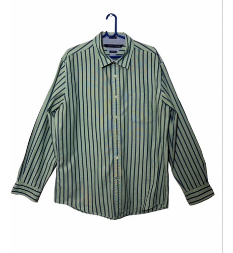 Camisa Verde Con Rayas Azules - Tommy Hilfiger Hombre