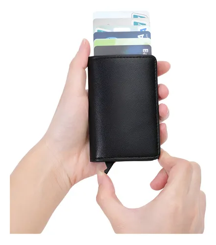 Carteira Inteligente Do Futuro Porta Cartões Proteção Rfid Anti-roubo Antifraude Bloqueio De Sinal Segurança Compacta Moderna Prática Estilosa Cor Preto