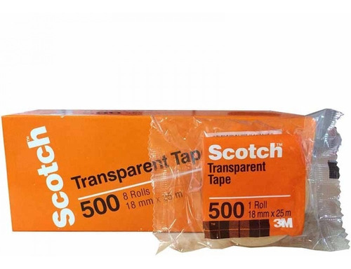 Rollo Cinta Scotch 18 Mm X 25 Mts 500 Transparente Caja X 8