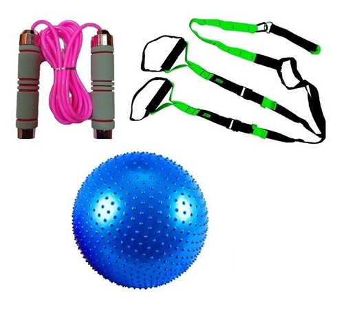 Kit: Trx Pro 1, Cuerda De Salto, Balón Erizo 65 Y Bombin 