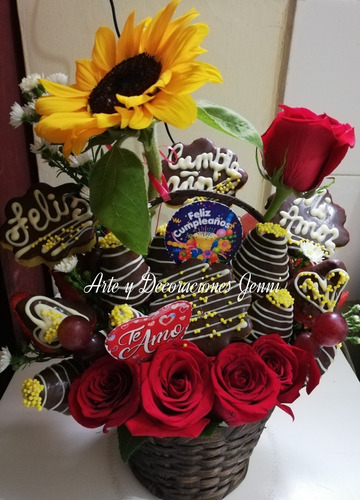 Arreglos Frutales, Fresas Con Chocolate, Flores, Peluches