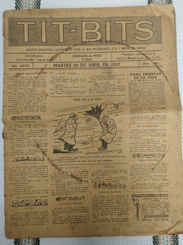 Revista Tit Bits Número 1452 Año 1937 * Incompleta *