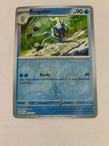 frogadier pokemon card value 057/197 + Froakie 056/197 - Obsidian Flames Numbing Water Flip a coin Frogadier - Grade 8.5 -