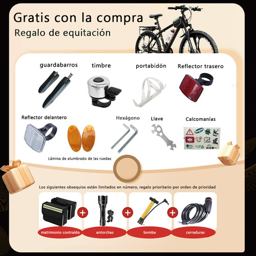 Bicicleta De Montaña 21 Velocidades Amortiguación Ajustable R26 Doble Suspensión Disco Mecánico Regalo de accesorios kit Color Negro