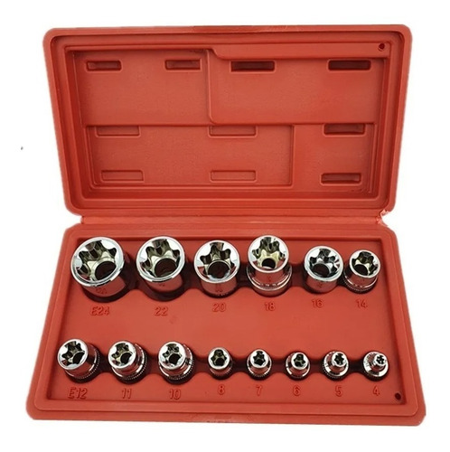 Kit Set Juego De Dados Torx Estrella Hembra 14 Piezas