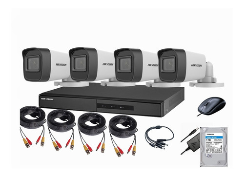 Cctv Kit Hikvision Dvr 4ch  + 4 Cam 2mp Audio Lite 1tb