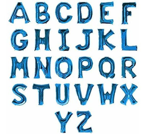 40  Globos Azules Con Letras Grandes Bluealphabet Foil Nombr