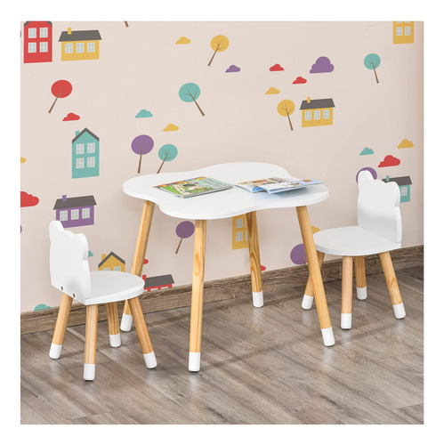 Mesa Y Silla De Niños De Madera Qaba Ideal Para Artes, Linda
