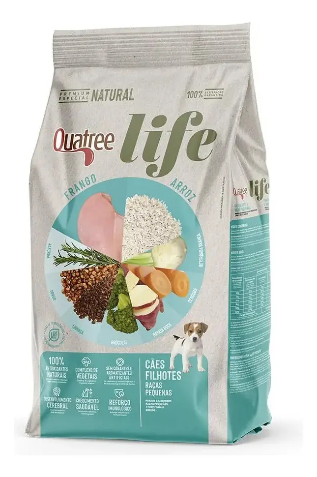 Ração Quatree Life Cães Filhotes Frango e Arroz Raças Pequenas 3 kg