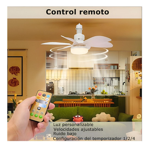 Ventilador De Techo 6 Aspas Con Led Y Control Remoto