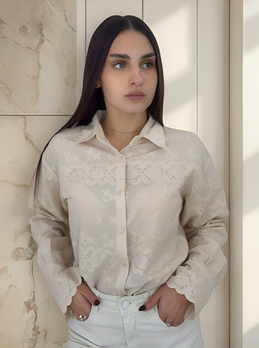 Camisa Alexia Premiun De Broderie Bordada
