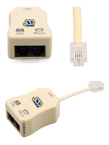 Cable Rj11 Splitter R Telefono Adaptador R Divisor Adsl Plus