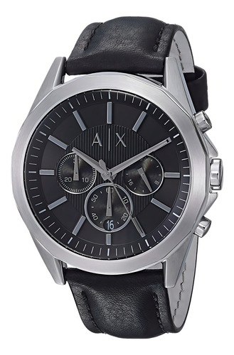 Reloj Armani Exchange Cronograph Ax2604 Piel Negro De Hombre Color del bisel Plateado