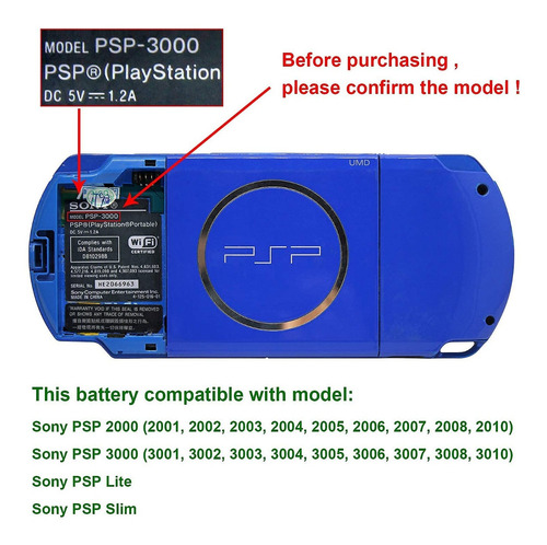 Batterie PSP-S110 1200mAH PSP-S110 Batterie PSP S110 pour Playstation PSP2000 2001 2002 2003 2004 2005 2006 2008 3000 3001 3002 3003 3004 3005 3006 3008 