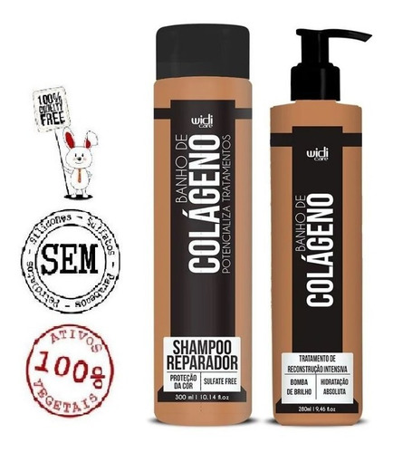Kit Banho De Colágeno Shampo 300ml + Reconstrutor 280ml Widi