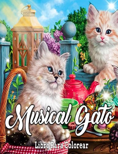 Musical Gato Libro Para Colorear: Hermosos Gatos Libro Para