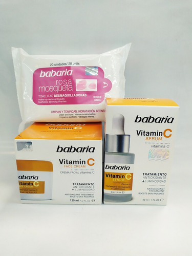 Serum Vitamina C+crema Facial+toallitas Desmaquillantes