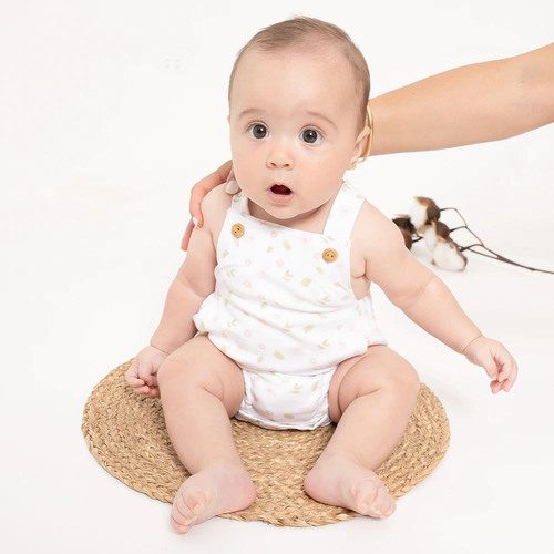 Overol Floral 100% Algodón Pima Para Bebé Niña