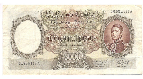 Billete Moneda Nacional 5000 Pesos Bot 2171 Fábregas Pasman