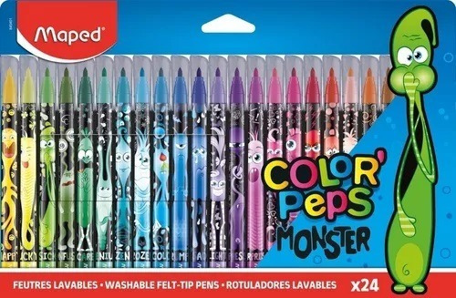 Caneta Hidrografica Color Peps Monster Caixa X 24 - Maped