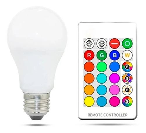 Ampolleta Con Control Remoto Colores Led Rgb 15w Fiestas