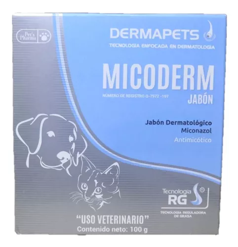identificación Remisión Excavación Jabon Micoderm Perros Gatos 100 G Antimicótico Miconazol