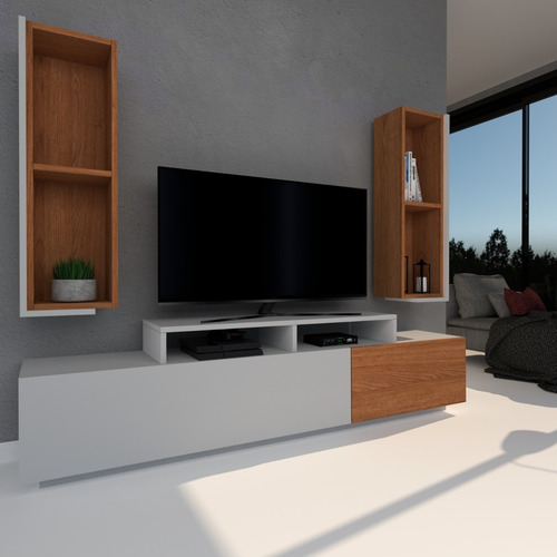 Mesa Para Lcd Led Living Rack Comedor Modular Moderno Color Marrón