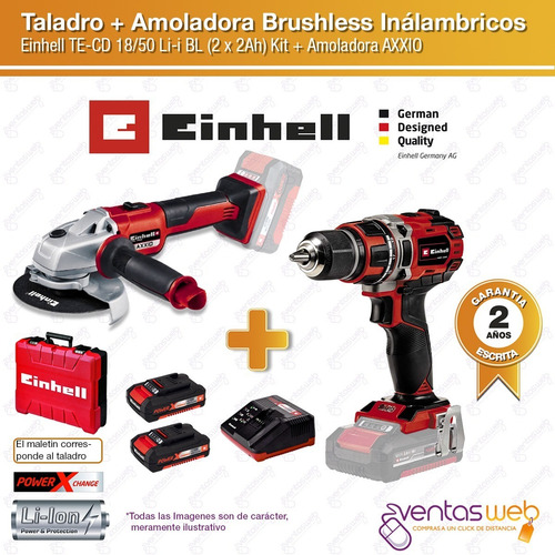Imagen 2 de 10 de Combo Brushless Taladro Perctuor Atorn + Amoladora 125mm