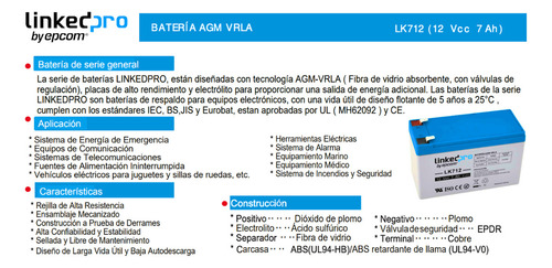 Bateria No Break Linkedpro By Epcom Lked1270 12va