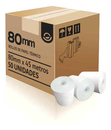 Rollos 80 X 45 Térmico Color Blanco De 50 Unidades Por Caja