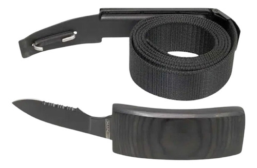 Cinto Tatico Faca Canivete Com Oculta Na Fivela Belt Knife Cor Preto