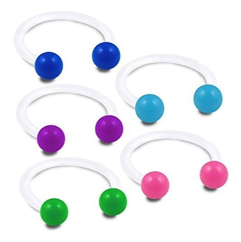 Aros - Bodyjewellery 5pcs 16g Flexible Acrylic Cartilage Hel