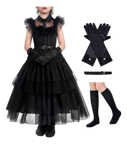 Klfflgid Wednesday Addams Dress Kids Merlina Girls Halloween