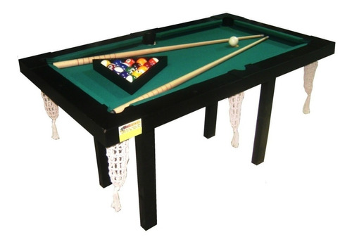 Mesa de Pool Deportes Brienza Mini de 1.4m x 0.8m x 0.8m color negro, paño verde y redes color blanco
